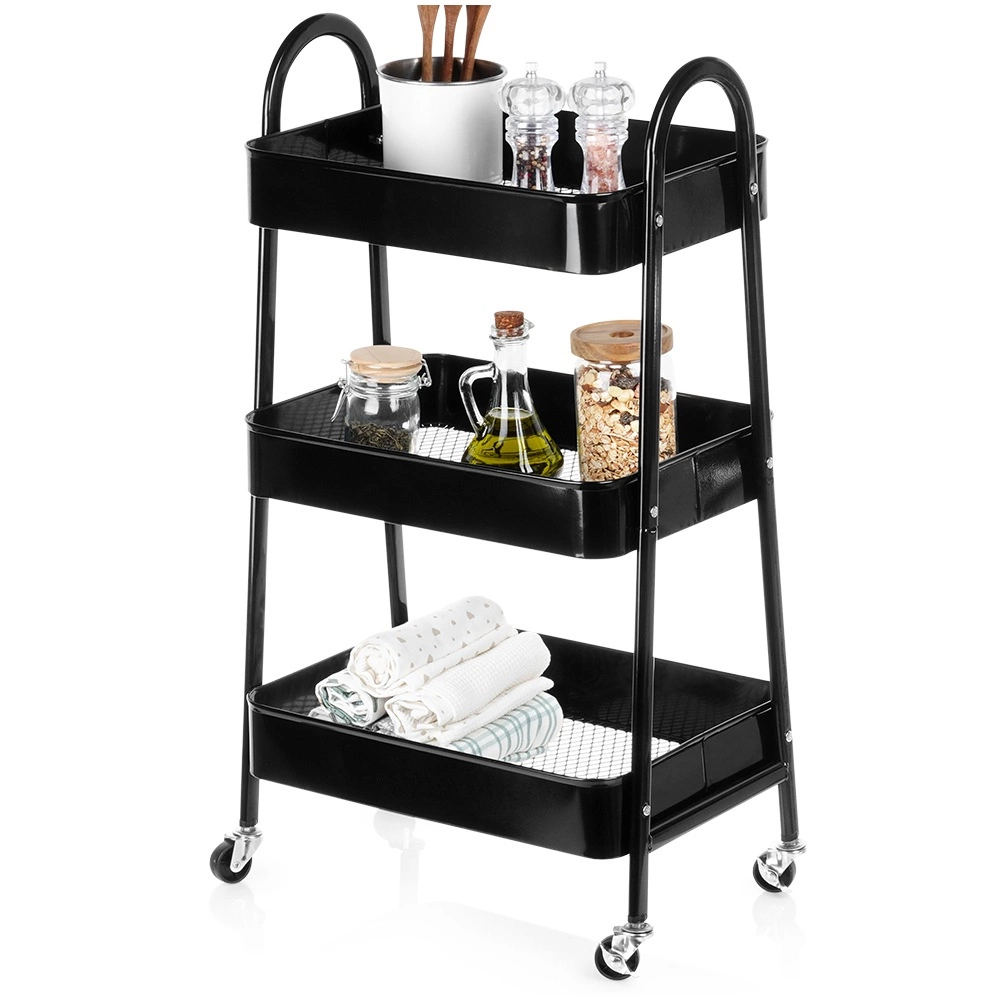 HOMESTYLING Kuchyňský úložný vozík třípatrový kov černá KO-C80902020
