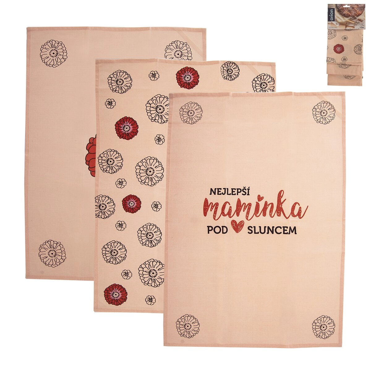 Levně Kuchyňské bavlněné utěrky „Nejlepší maminka“ (3 ks)