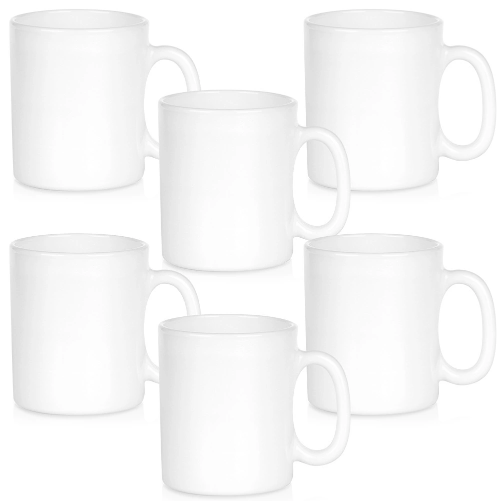 Levně Sada bílých skleněných hrnků 300 ml, 6 ks