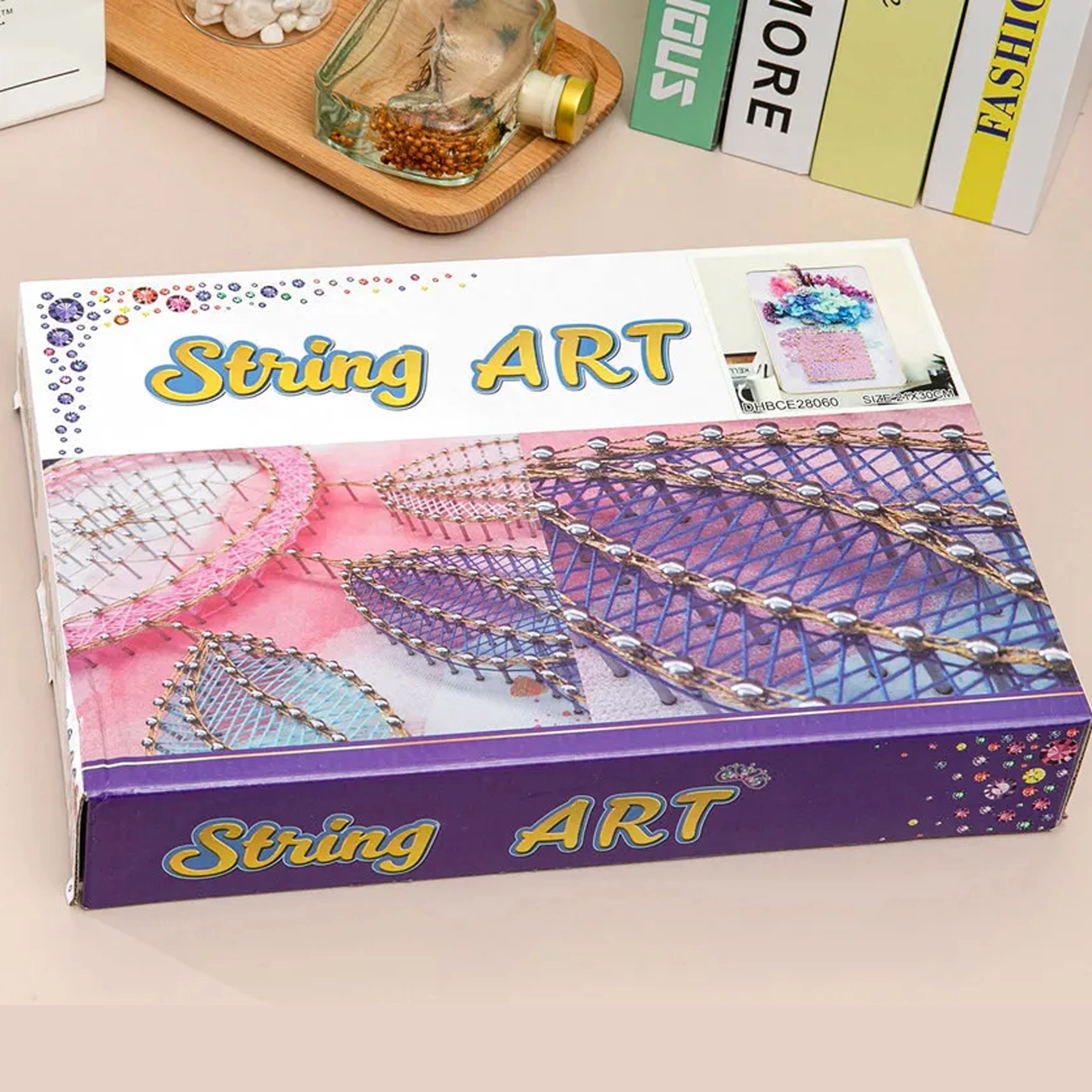 RealG RC-K-1148 Kreativní sada na String Art LED obraz v rámu 21 x 30 cm květy ve váze