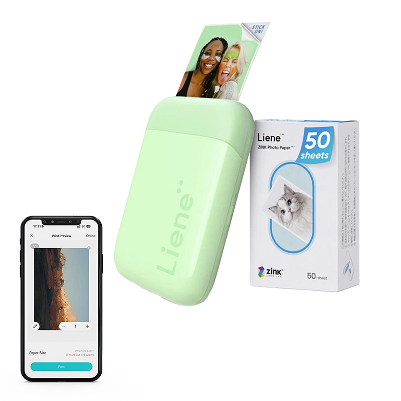 Levně Přenosná fototiskárna Liene Pearl 2x3 zelená