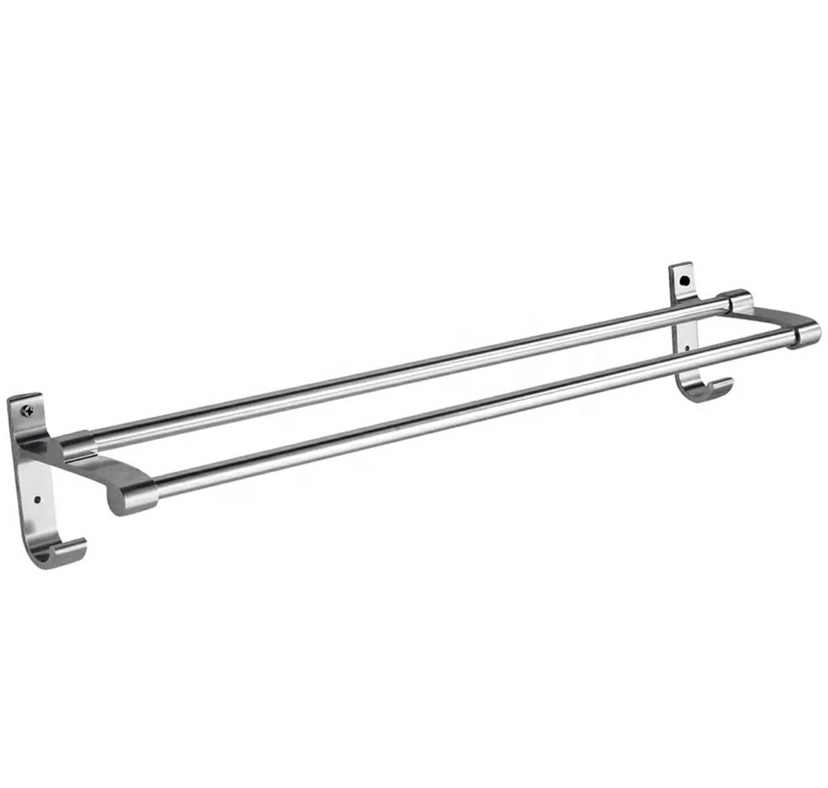 Levně Stříbrný kovový věšák na ručníky 60 cm