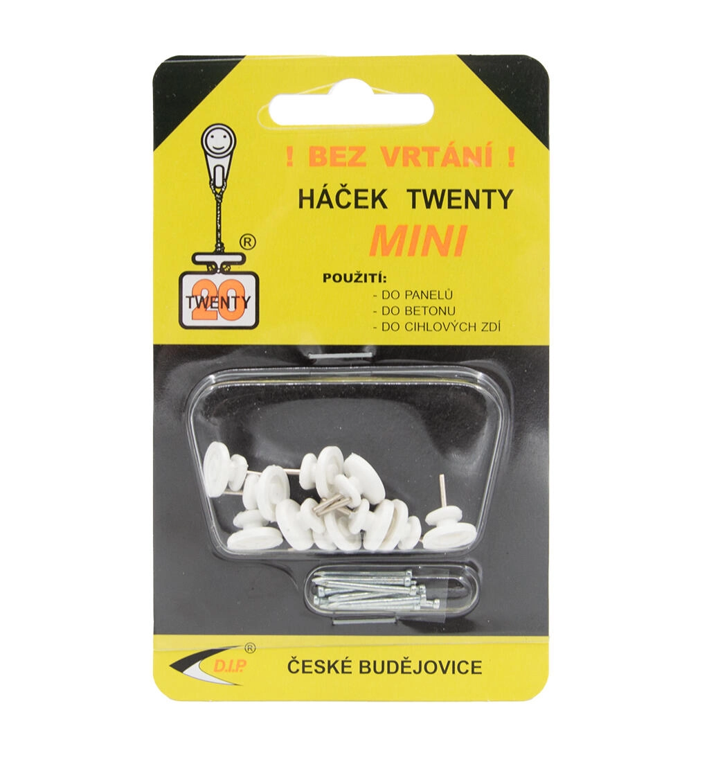 Levně Háček TWENTY mini z polyamidu, bílý, 10 ks