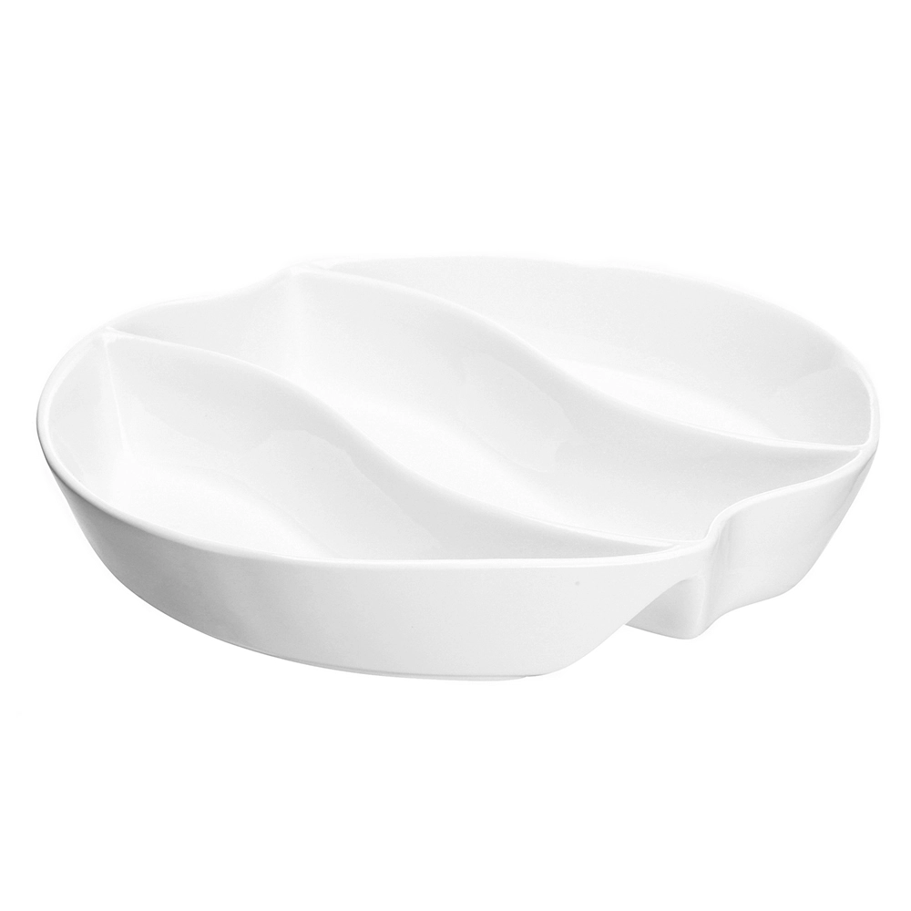 Levně Dělený porcelánový servírovací talíř 25 cm, 3 oddíly
