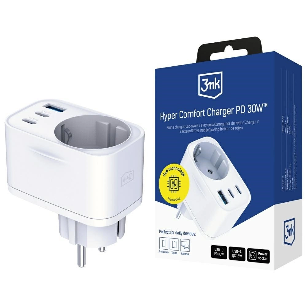 Levně 3mk Hyper Comfort Charger 30W bílý síťový adaptér