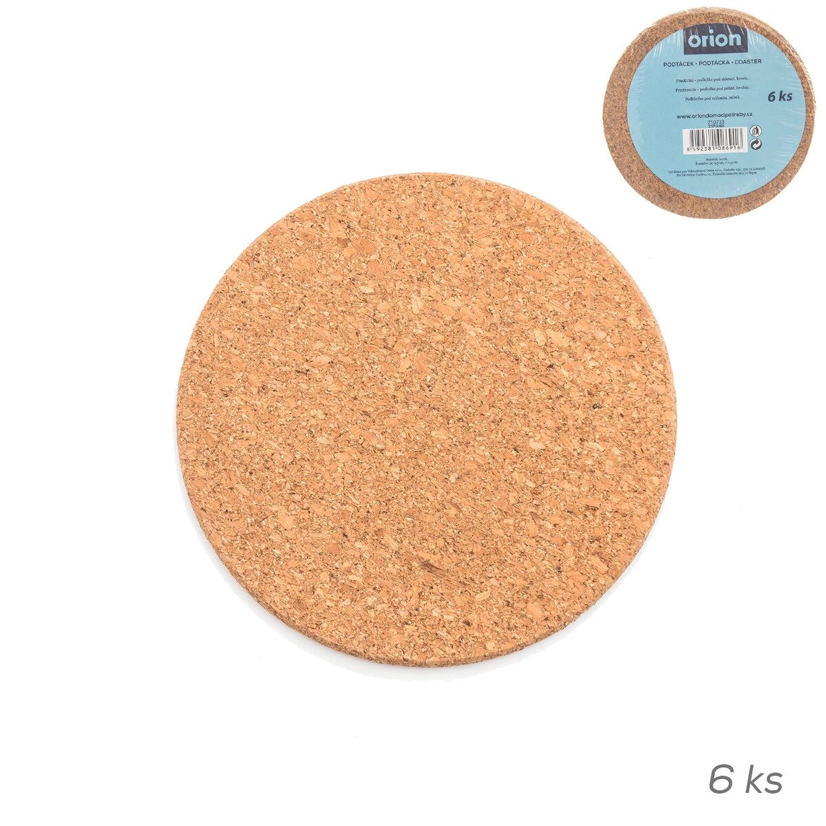 Levně Orion Korkový podtácek kulatý 9.5cm 6 ks