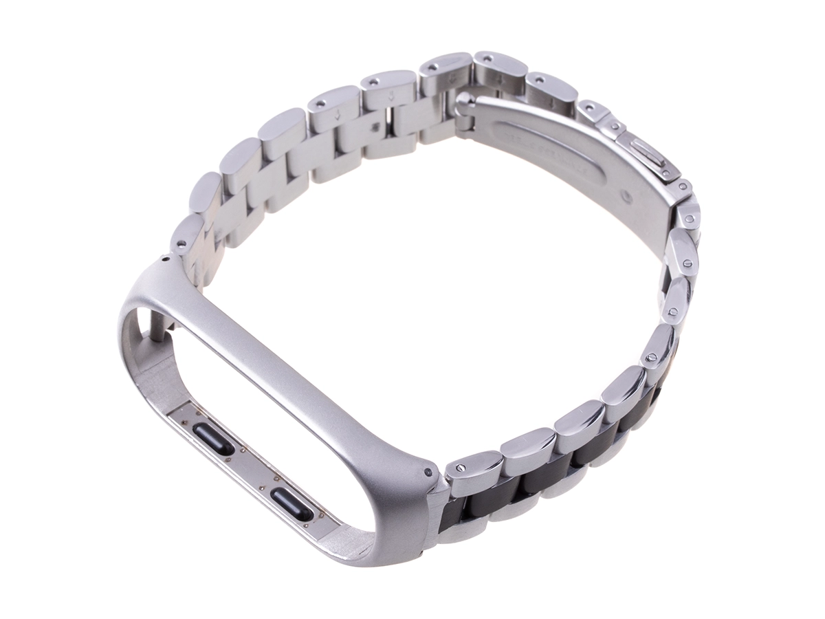 Levně Kovový náramek na Xiaomi Mi Band 3/4 – stříbrno‑černý