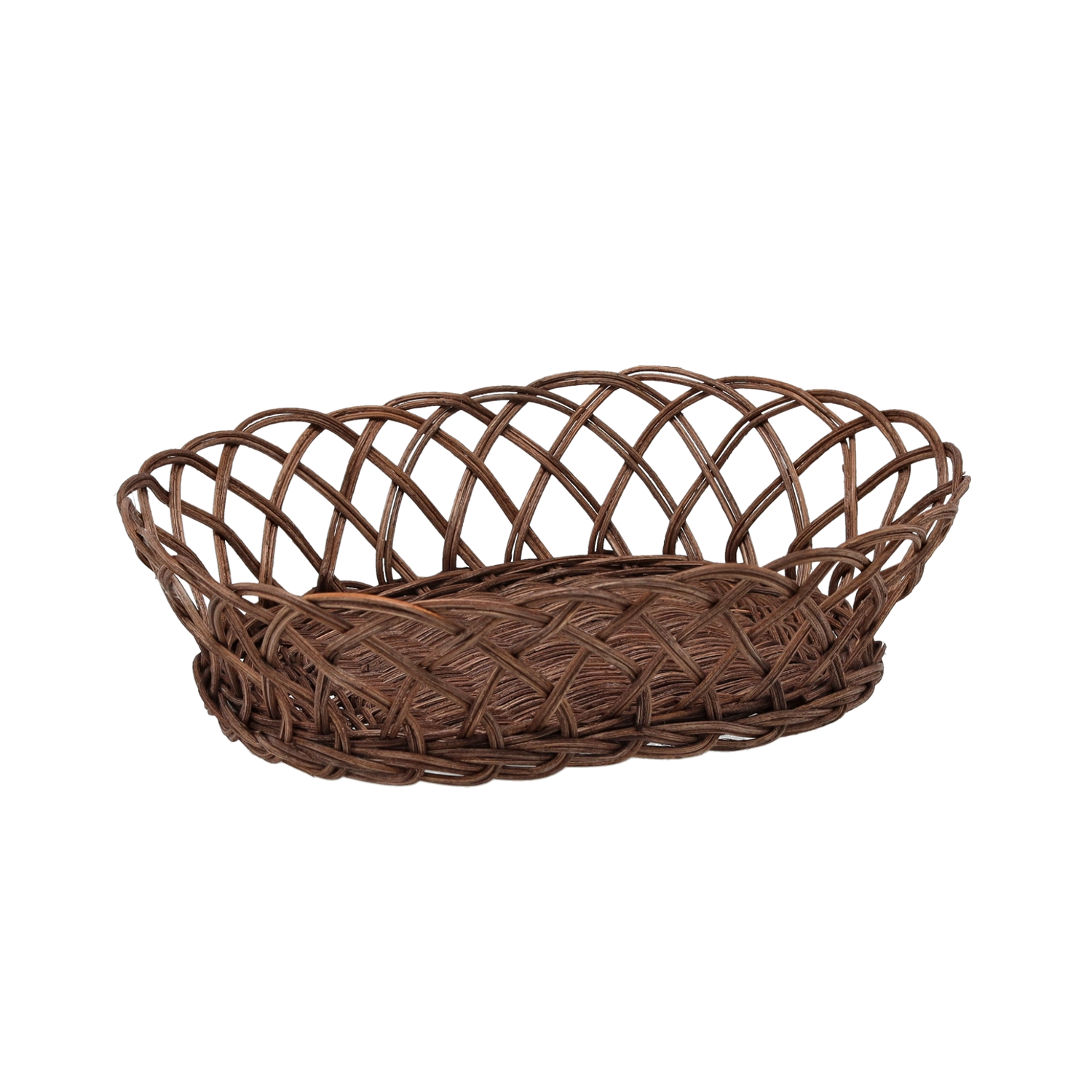 Levně Oválný ratanový košík 27 × 21 × 7 cm v čokoládové barvě