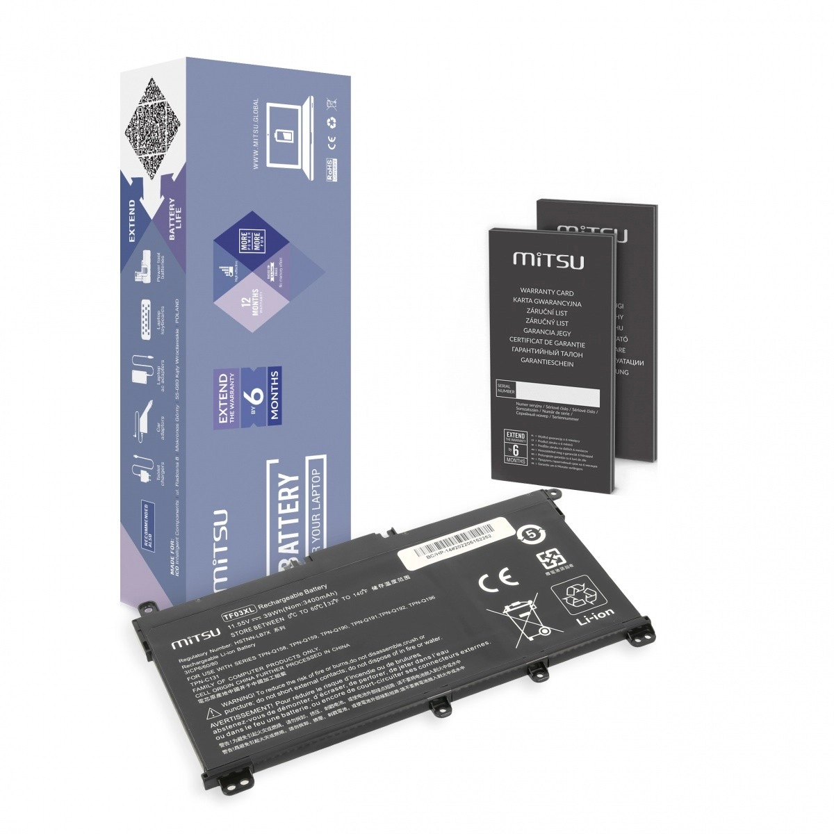 Levně Baterie Mitsu pro HP 14-BP a Pavilion 14/15 3400 mAh (39 Wh) 11,55 V