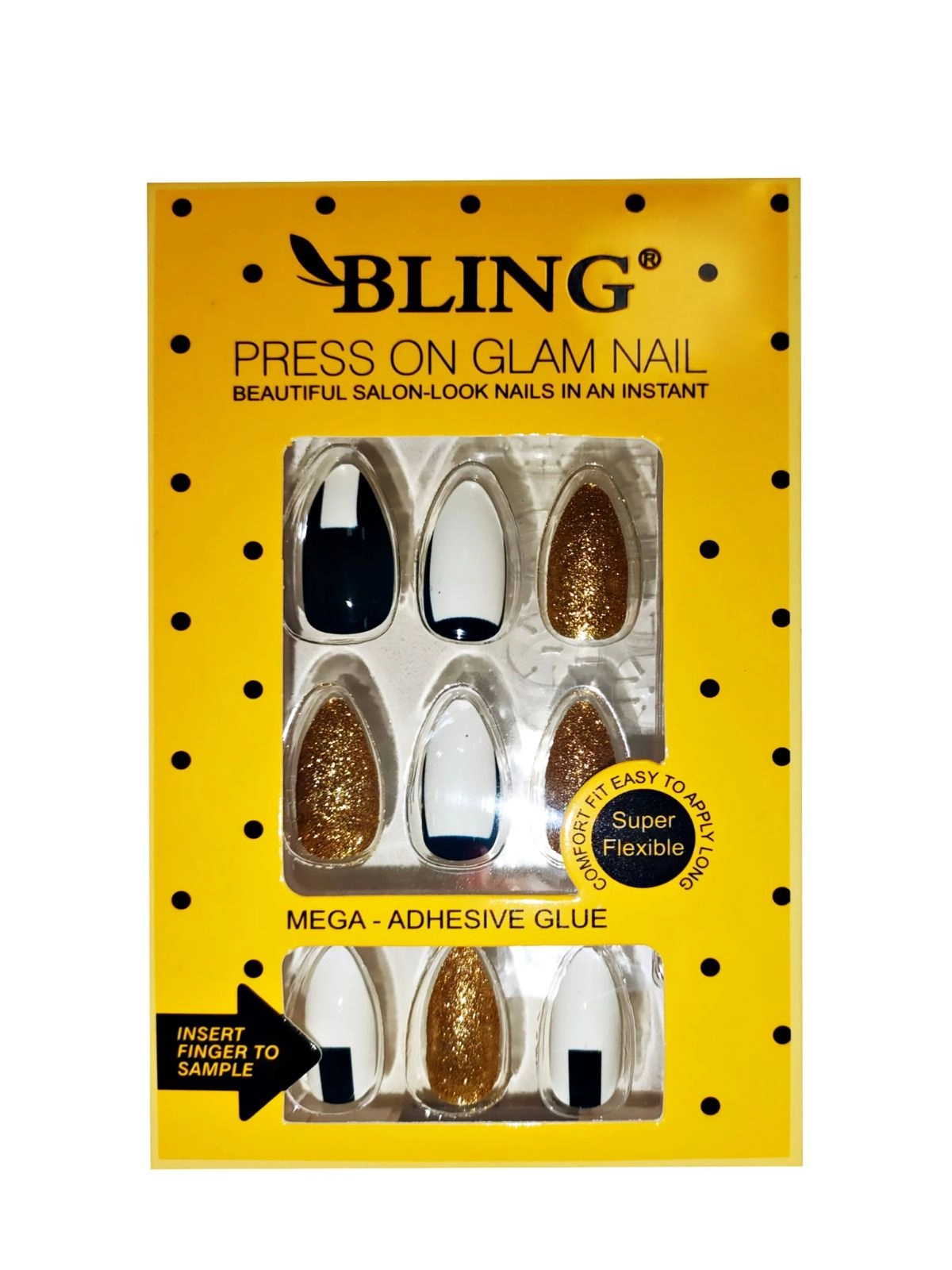 Levně Umělé nehty BLING Glamour – mramorový design, typ VII