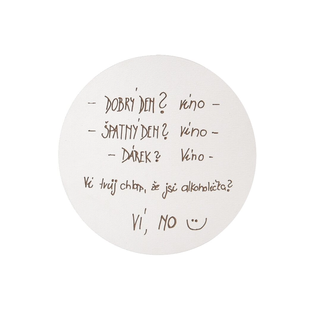 Levně Podtácek ze dřeva s motivem Víno 10 cm