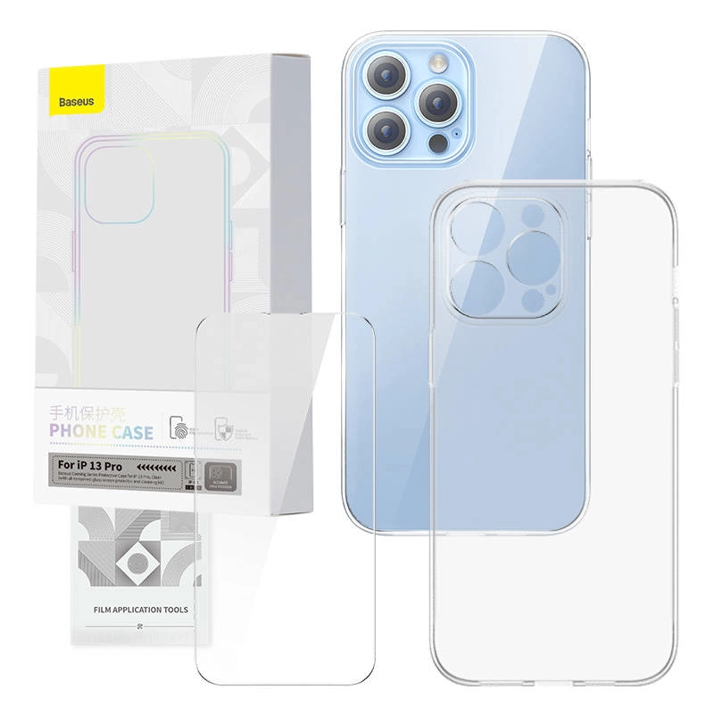 Levně Pouzdro Baseus Transparent Case and Tempered Glass set Corning for iPhone 13 Pro