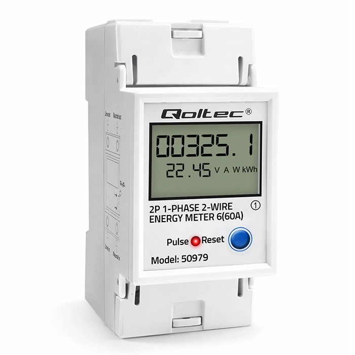 Levně Jednofázový elektroměr na DIN lištu s LCD, LED indikací a funkcí RESET 230 V 60 A