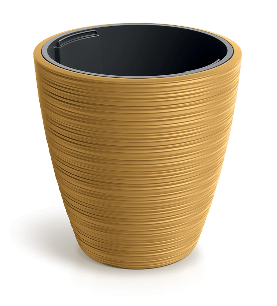 Levně Prosperplast Plastový květináč Venas Round hořčicový, 29,9 cm