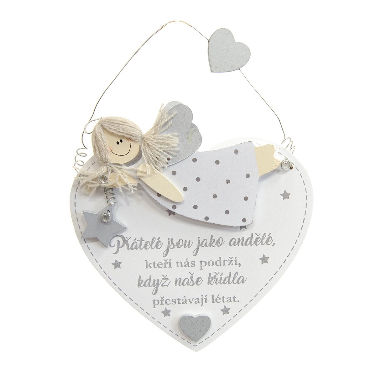 Levně Dřevěné srdce s nápisem „Přátelé jsou…“ 14 × 16 cm