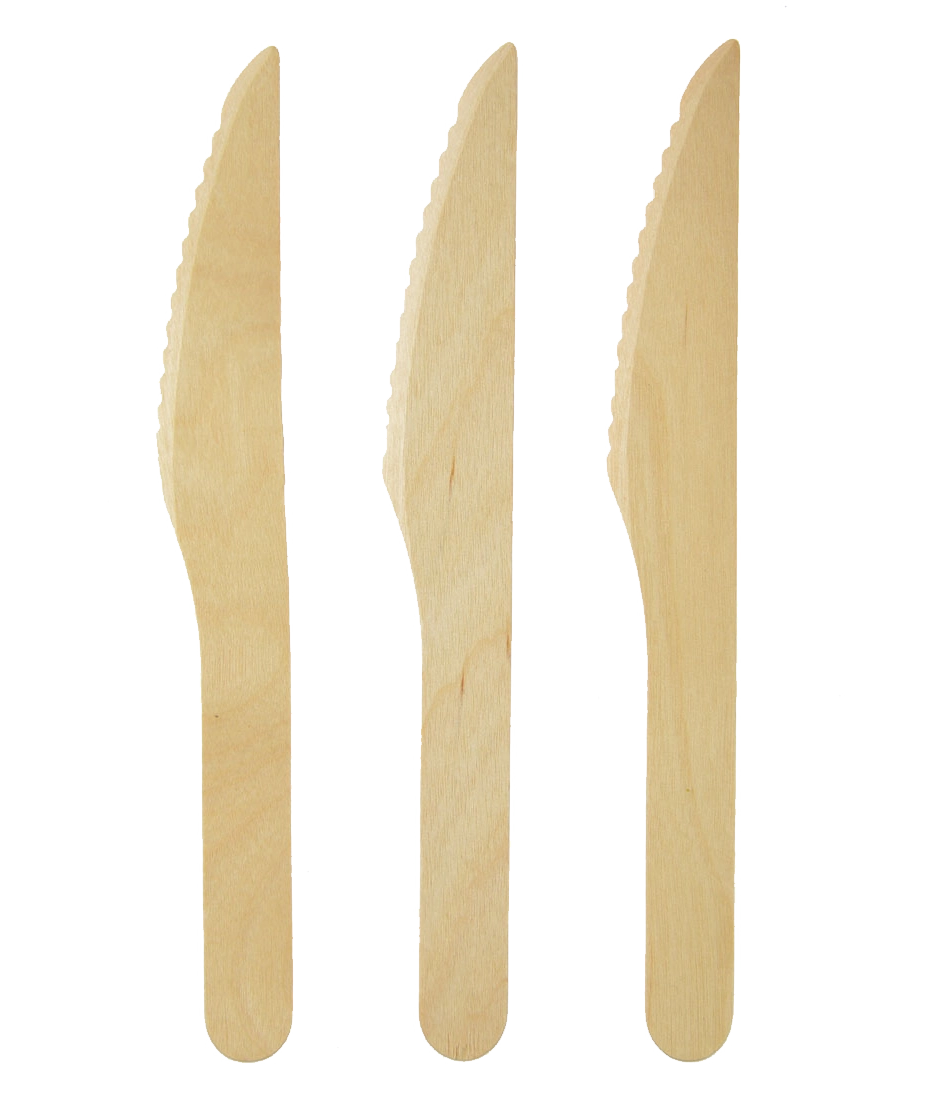 Levně Jednorázové dřevěné nože 16 cm, sada 8 ks