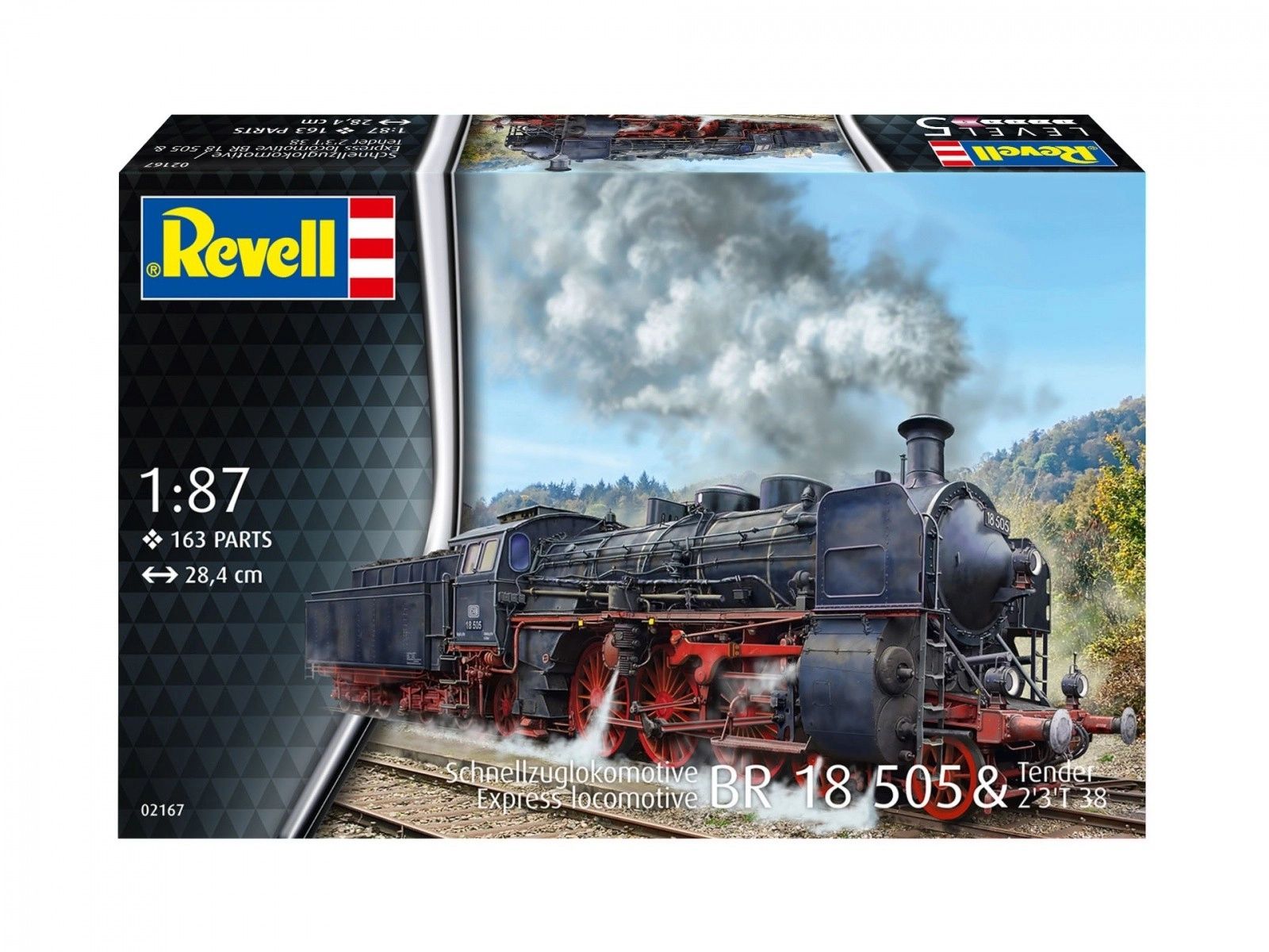 Levně Revell Express Locomotive BR 18 505 with Tender 2'3' T38 ModelKit 02167 1:87