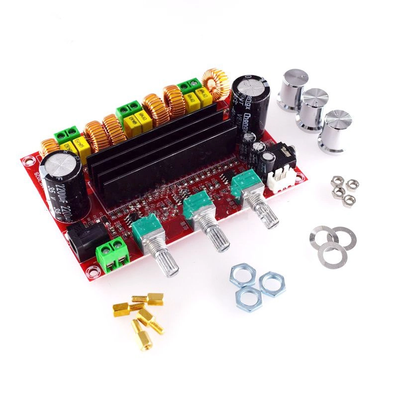 Levně 2.1 digitální audio zesilovač 2×80 W + 100 W se subwooferem, TPA3116D2, 12–24 V