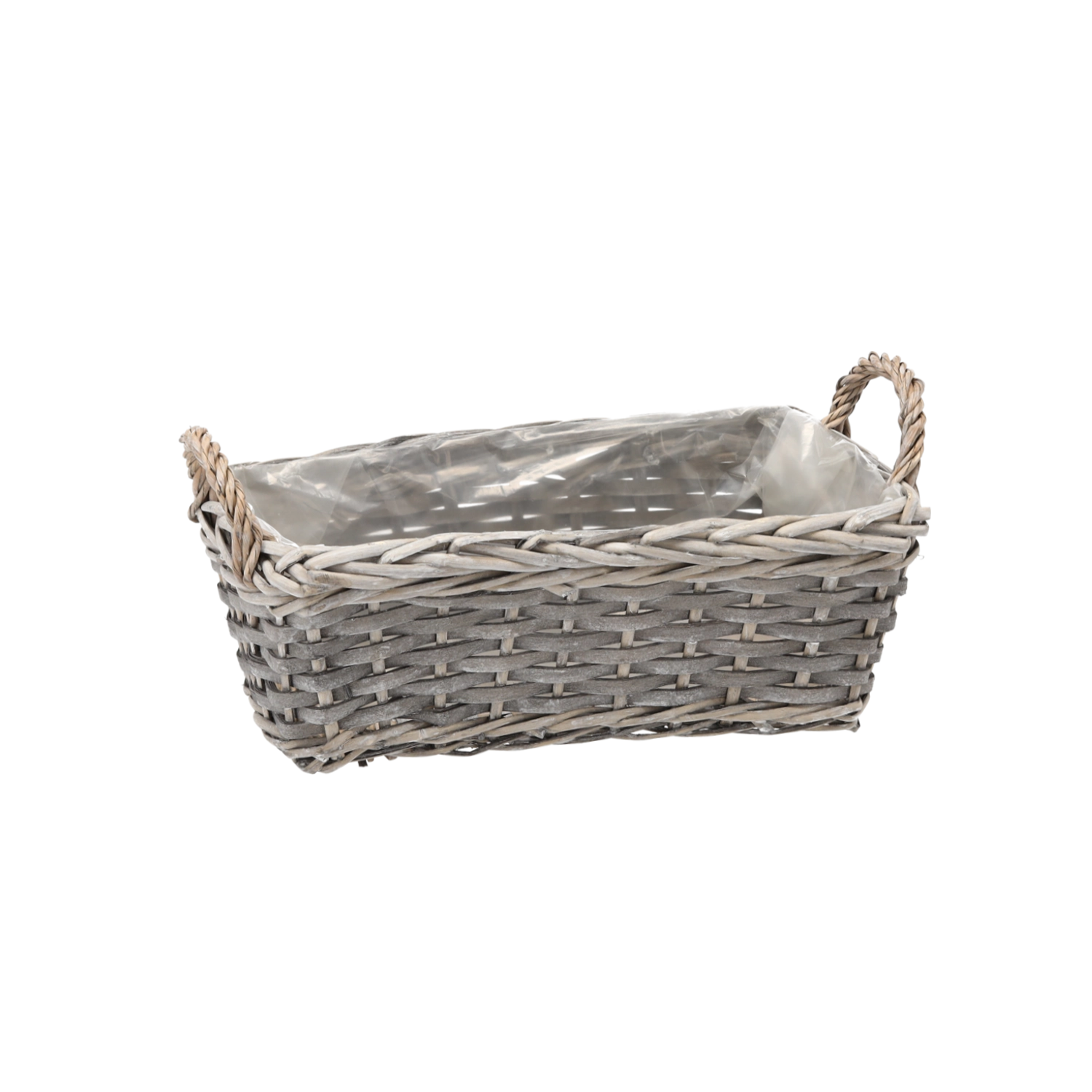 Levně Proutěný obal na květiny obdélníkový 32 × 16 × 12 cm, šedý
