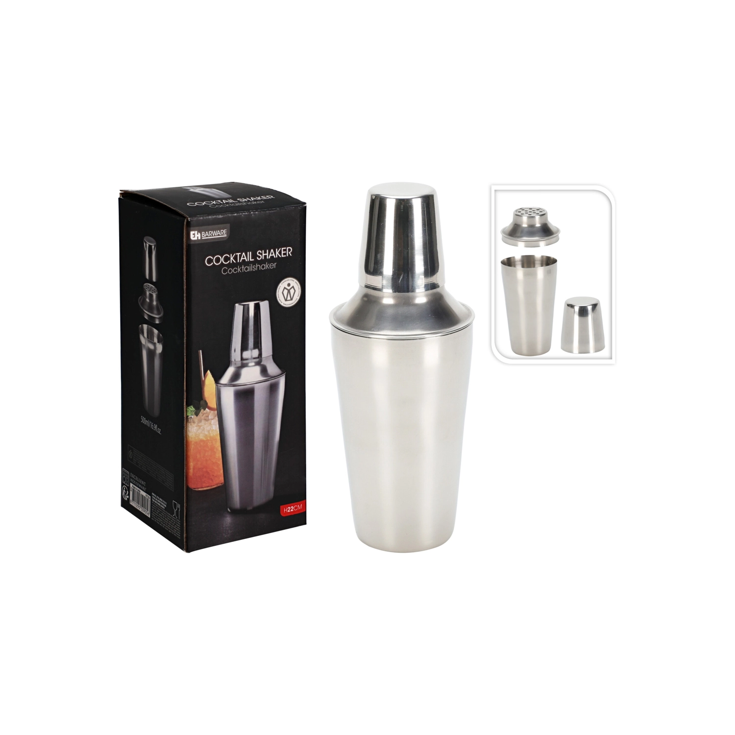 Levně EXCELLENT Shaker na koktejly nerez KO A12800270 500 ml