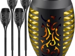 Solární zahradní pochodňové lampy s efektem plamene, sada 4 ks