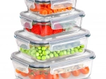 Skleněné dózy na potraviny s víkem a těsněním, sada 4 ks
