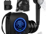 Přenosná kempingová sprcha TRIZAND 8000 mAh s čerpadlem a LED displejem, USB, IPX8
