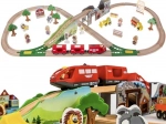 Dřevěná vláčkodráha 3,2 m – velký set 57 dílů s jeřábem