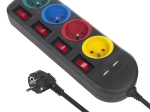 Rozbočení zásuvky s vypínači 4 zásuvky + 2xUSB černá