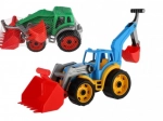 Plastový traktor – bagr se lžící, zelený