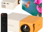 Mini projektor LED s TFT LCD, 24–60 palců, HDMI/USB, podpora 1080p – bílo‑oranžový