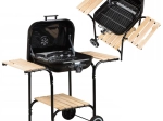 Velký zahradní gril s nastavitelným roštem a dřevěnými poličkami