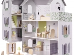 Dřevěný domeček pro panenky se šedými doplňky