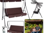 Tříosobová zahradní houpačka s matrací hnědá