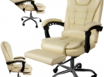 Kancelářské křeslo s výsuvnou podnožkou MALATEC, krémové