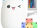 Dětské LED noční světlo - kočka s dálkovým ovládáním
