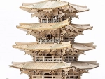 3D dřevěné puzzle pětipatrová pagoda