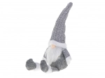 Vánoční skřítek s vousy šedý 47 cm