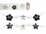 Řetěz na kočárek s kytičkami a hvězdičkami, černobílý 45 cm