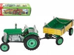 Zelený traktor Zetor s valníkem a pérovým strojkem Kovap
