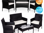 Sada zahradního nábytku - Stůl, lavice, křesla Černý MultiGarden