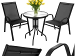 Balkonový bistro set GARDLOV – stolek a 2 židle, černý