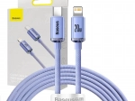 Baseus Crystal kabel USB‑C na Lightning 2 m, 20 W PD, fialový