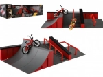 Skatepark prstový set s rampami, BMX kolem a skateboardem