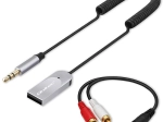 bezdrátový bluetooth 6.0 audio přijímač pro domov a auto s 2× RCA, 3,5 mm AUX a USB napájením, mikrofon