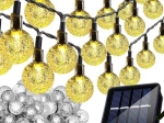 Solární světelný řetěz s teplým žlutým světlem 12m