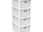 Úložný regál Rattan se 4 zásuvkami bílý
