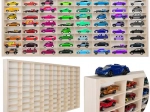 Dřevěná police na autíčka KRUZZEL s 80 přihrádkami