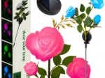 Solární zahradní lampa růže LED, 3 umělé květiny