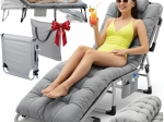Skládací turistické lůžko a zahradní lehátko ChillWell Dream – šedé